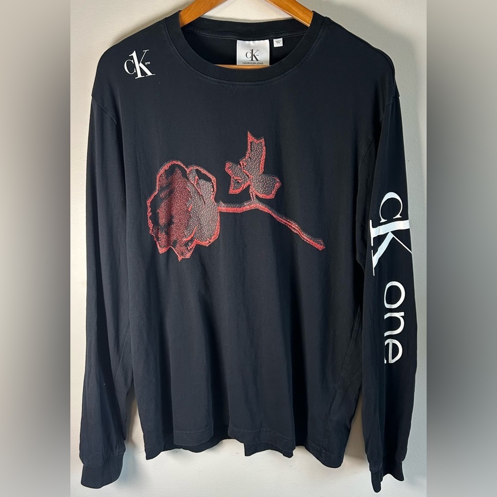 Calvin Klein CK1 Men’s Long Sleeve Shirt Sz L Rose I Love Every One Of Me RARE